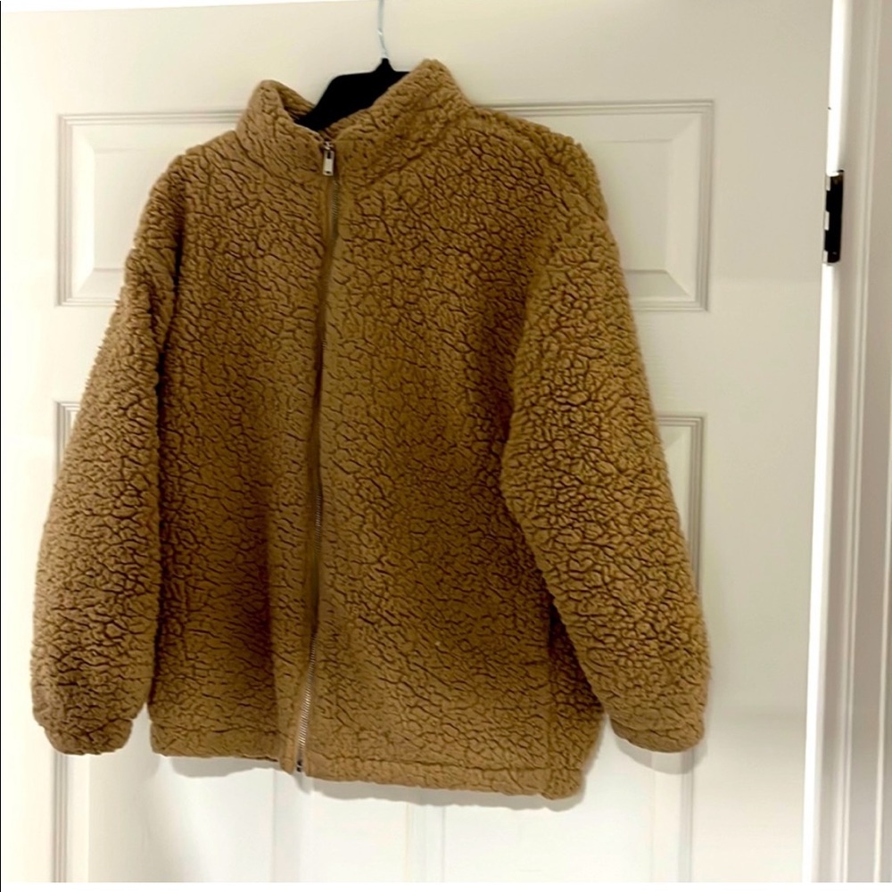 Nine West Brown/Tan Fuzzy Zip Up